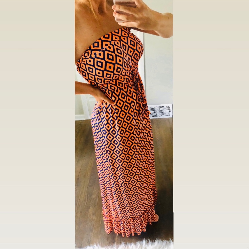 Orange & Navy Blue Maxi Dress sz. S/M